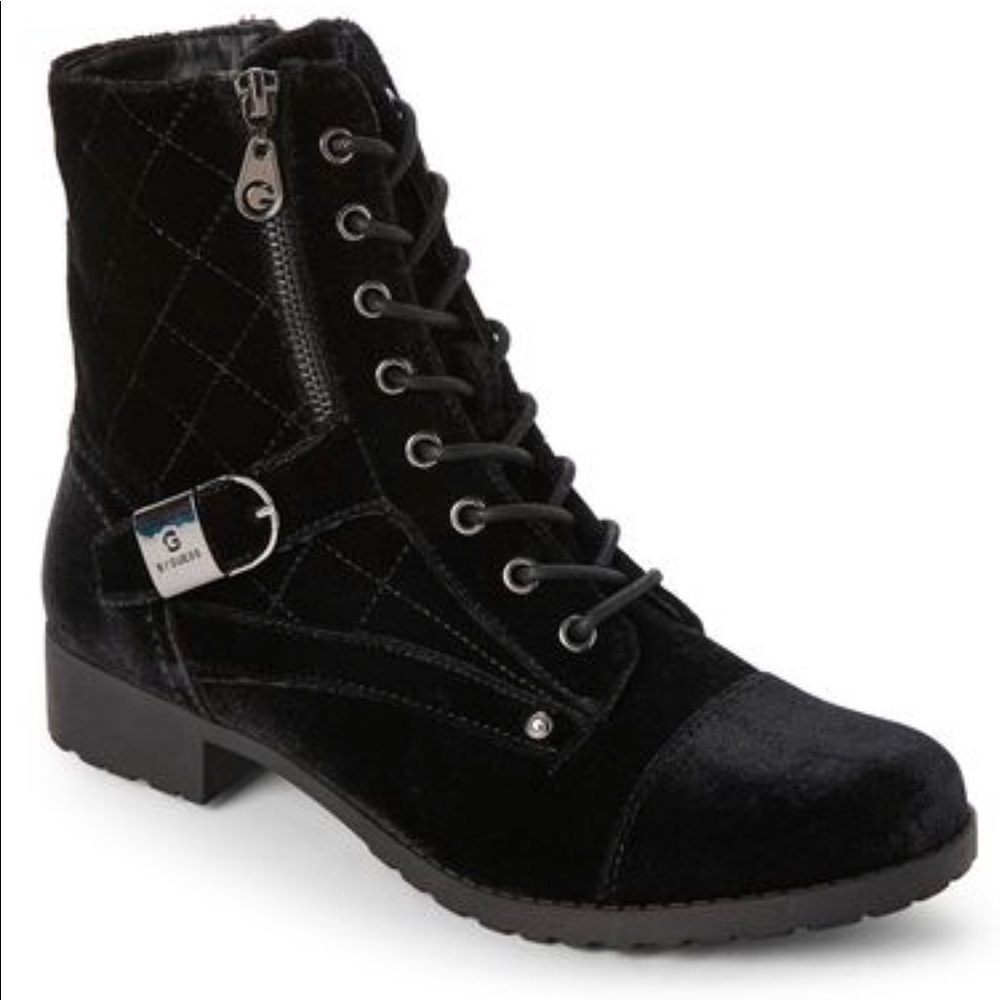 Guess velvet combat boots